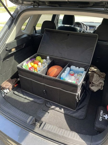 Organizator portbagaj auto NextWave®️ cu chingi de ancorare si capac, Multifunctional, Pliabil, 9 compartimen — testimonial 1