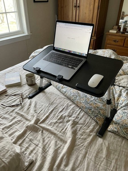 Masa pliabila pentru Laptop NextWave®️, pentru birou, pat sau canapea, 5 niveluri de inaltime si 4 unghiuri d — testimonial 1