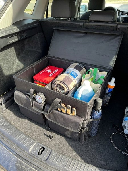 Organizator portbagaj auto pliabil NextWave®️, capacitate mare 55×40×26 cm, compartimentare cu separator deta — testimonial 1