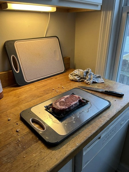 Tocator de bucatarie Dublu fata-verso, Decongelare Rapida, Fata otel inoxidabil 304 pentru carne, verso PP pe — testimonial 2