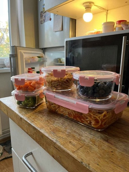 Set 12 Caserole Alimentare din sticla NextWave®️ Capace Etanse, Depozitare Frigider si Congelator, Potrivite — testimonial 2