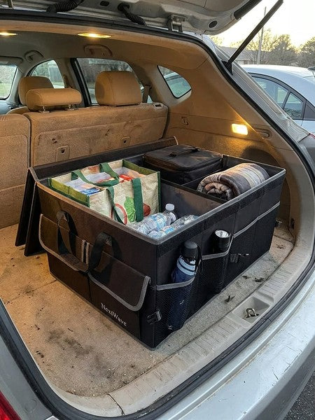 Organizator portbagaj auto NextWave®️ cu chingi de ancorare si capac, Multifunctional, Pliabil, 9 compartimen — testimonial 2