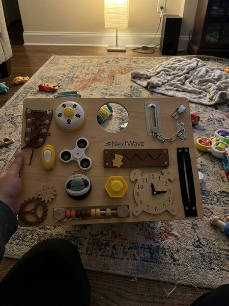 Placa educativa din lemn NextWave® tip Montessori – jucarie senzoriala cu 14 activitati interactive pentru st — testimonial 4