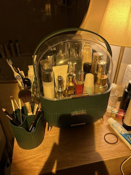 Organizator pentru cosmetice si bijuterii NextWave®, spatiu depozitare cu 2 sertare, vitrina, cutie pensule s — testimonial 4